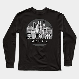 Milan Italy Skyline Long Sleeve T-Shirt